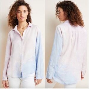 Anthropologie Cloth & Stone Ombre Tie Dye Button Down Chambray Shirt